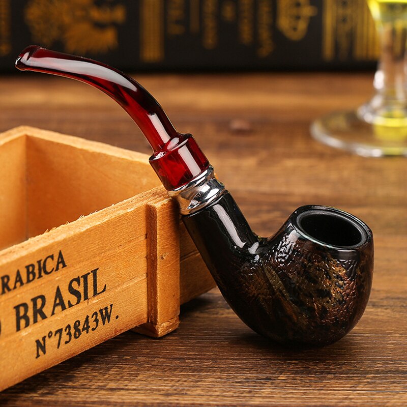 Snake Scale Resin Pipes Chimney Double Filter Wood Smoking Pipe Herb Tobacco Pipe Cigar Narguile Weed Grinder Smoke - Title