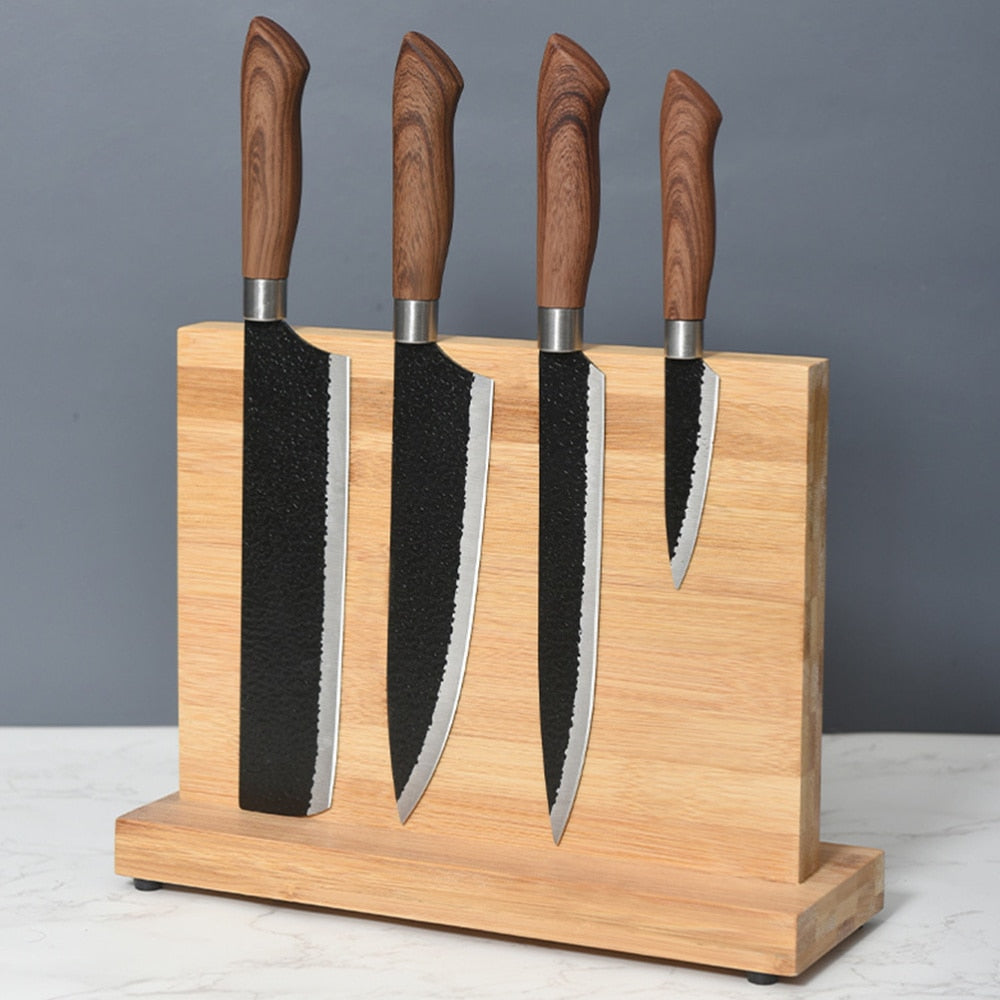 Double Side Magnetic Holder Eco-friendly Bamboo Block Strong Magnet Kitchen Gadgets Storage Stand Rack - magnetic holder