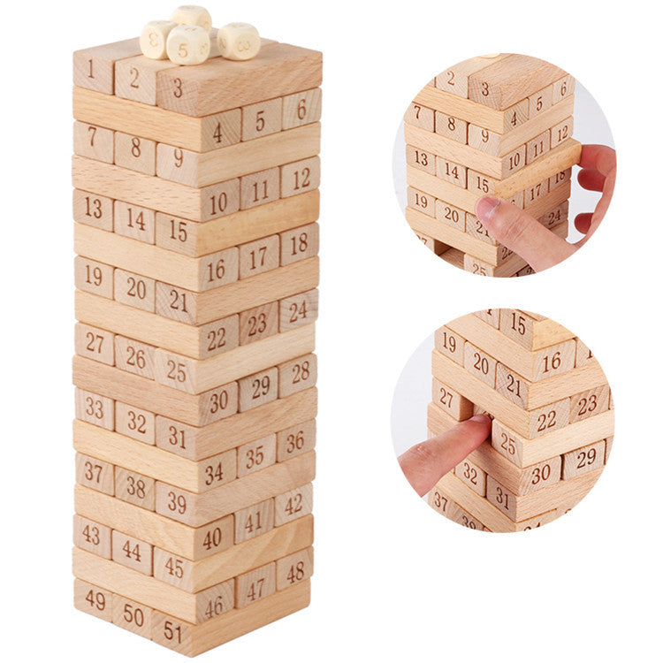 51 Beech Wood Numbers Large Stacked High Wooden Children's Layered Building Blocks Early Education Parent-Child Activity Educational Toys