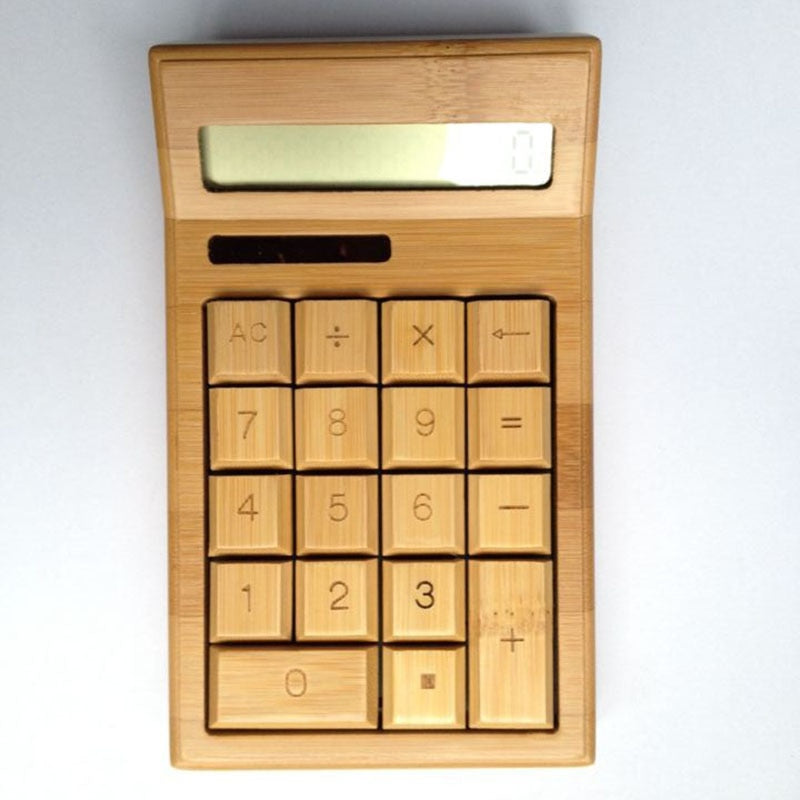 DIY Handmade Creative Bamboo 12 Bit Solar Energy Calculator Upscale Math Teaching Resources Office School Tool Stationery - Title