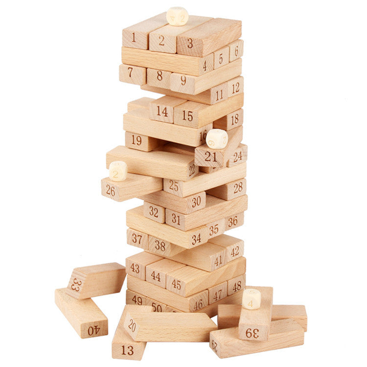 51 Beech Wood Numbers Large Stacked High Wooden Children's Layered Building Blocks Early Education Parent-Child Activity Educational Toys