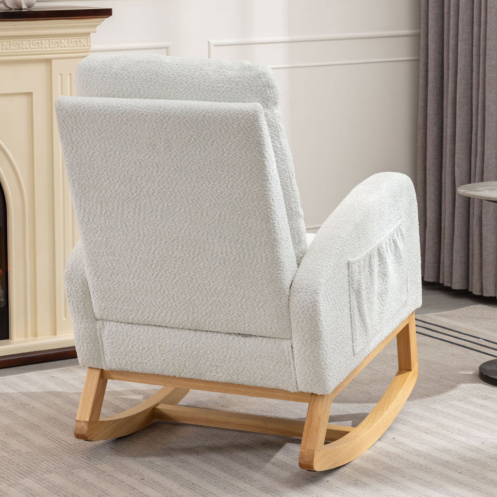 Contour Rocking Footrest Accent Rocking Chair with Footrest High Back Rubber Wood Rocking Legs ...