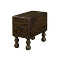Solid wood end table, rectangular 23.6 inch narrow edge table with drawers, vintage bedside table, Espresso - Espresso + Pine