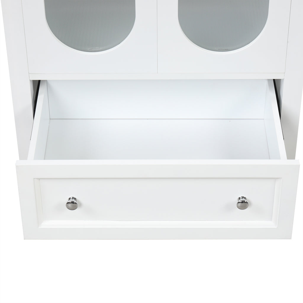 24" Bathroom Vanity with Sink, Bathroom Vanity Cabinet with One Drawer and Doors, Adjustable Shelf, Solid Wood and MDF, White
