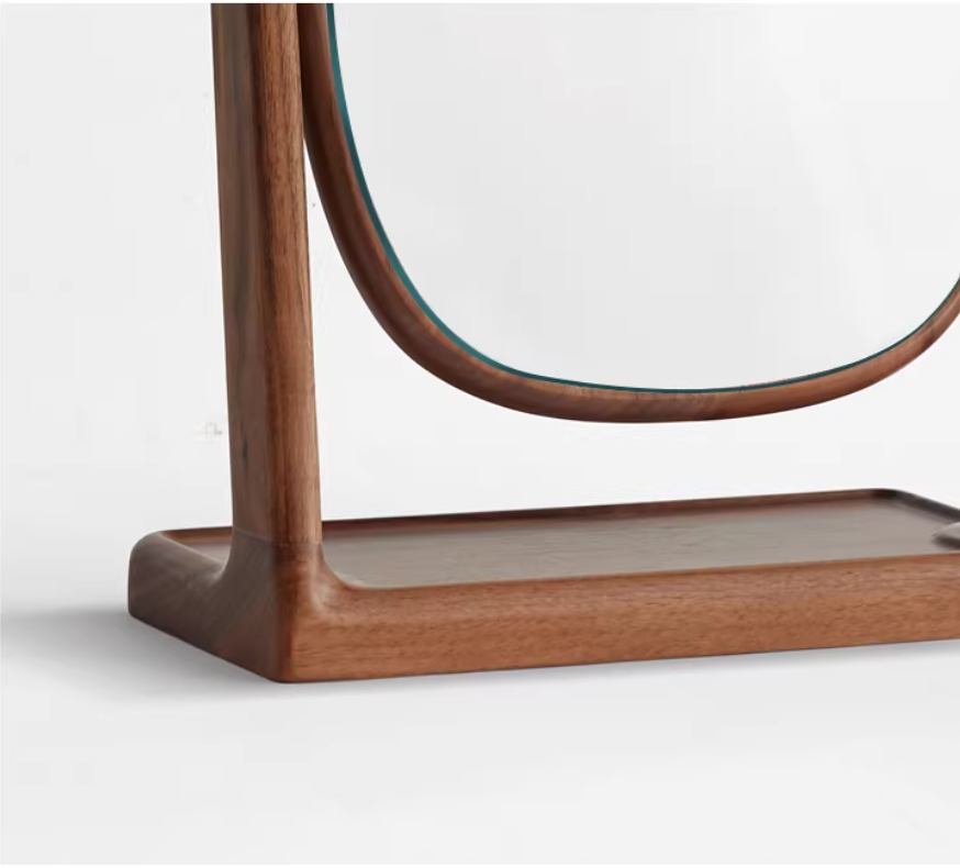 Solid wood makeup mirror desktop rotating dressing mirror bedroom modern minimalist dressing table small mirror