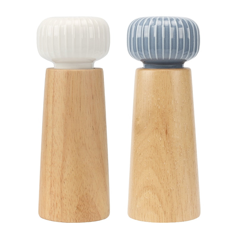 Wood Salt & Pepper Mill Pepper Grinder Salt Shaker with Ceramic Rotor