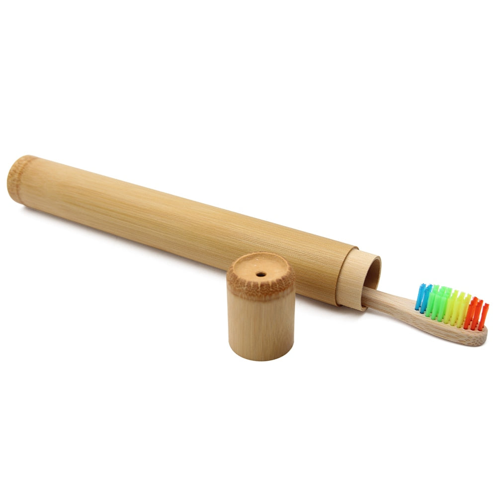 Genkent 1 PCS Bamboo Toothbrush Novelty Wooden Teeth Brush soft-bristle Bamboo Fibre Wooden Handle Bamboo Tube Charcoal Set
