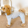 Elastic Pet Onesie, Four-Legged Pajamas for Small to Medium Dogs, Cream Color, Cozy Home Base Shirt, Warm Winter Dog Clothes