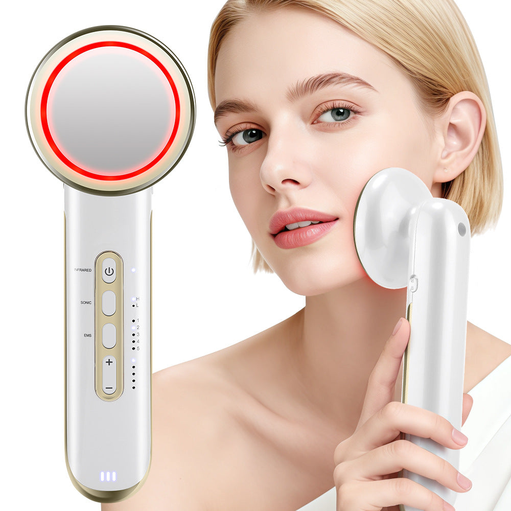 EMS Body Sculpting Device with 5 Modes, Rechargeable Far Infrared & Ultrasonic Fat Burning Slimming Beauty Instrument - White