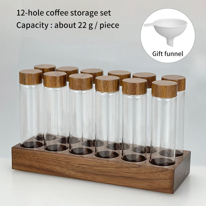 Coffee Bean Display Rack Test Tube Preservation Storage Sealed Tank Storage Tank Solid Wood Household Glass Bottle