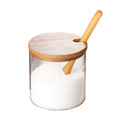 Spice Jars Kitchen Concise Clear Condiment Jars Storage Containers with Wooden Spoon Bamboo Lid - 1  Set
