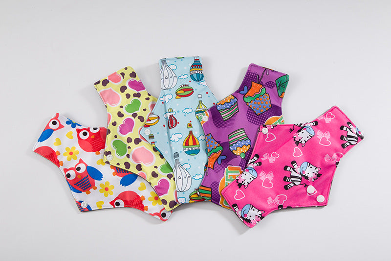 5pcs lady reusable cloth pads with bamboo cotton inner  Bamboo Reusable Sanitary Pad