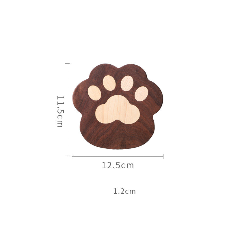 Black Walnut Cat Claw Coaster Creative Cute Solid Wood Insulation Pad Wooden Teapot Mug Pad