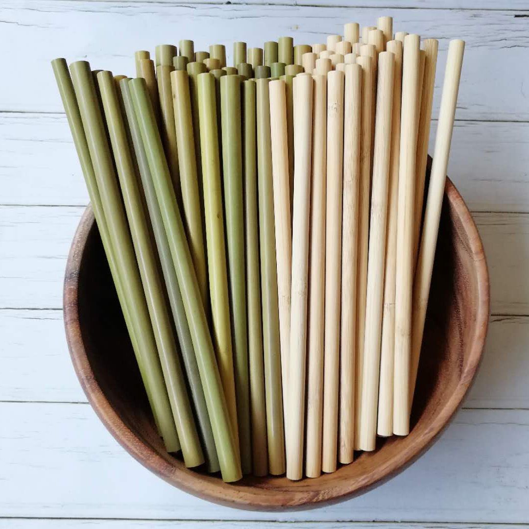 Bamboo Straws Green Bamboo Straws Environmentally Friendly Beverages Milk Tea Coffee Straws Stirring Green Bamboo Yellow Bamboo Straws - 50PCS 20cm Yellow Bamboo