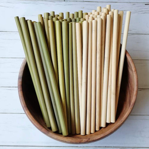Bamboo Straws Green Bamboo Straws Environmentally Friendly Beverages Milk Tea Coffee Straws Stirring Green Bamboo Yellow Bamboo Straws - 50PCS 20cm Yellow Bamboo