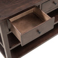 Retro Design Console Table with Two Open Shelves, Pine Solid Wood Frame and Legs for Living Room (Espresso) - Espresso+Solid Wood
