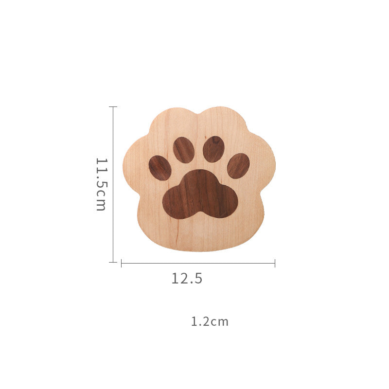 Black Walnut Cat Claw Coaster Creative Cute Solid Wood Insulation Pad Wooden Teapot Mug Pad