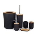 Light Luxury Bamboo and Wood Bathroom Set, Wash Basin, Table Top, Toilet Supplies, Plastic Toilet Brush, Garbage Bin