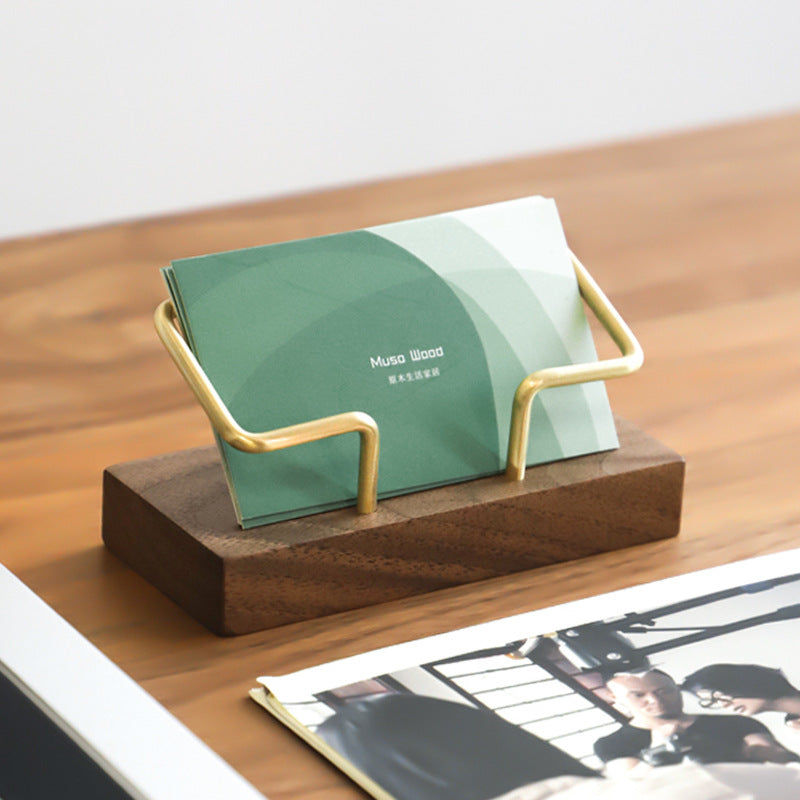 Walnut Brass Business Card Holder Wooden Business Card Holder Metal Business Card Holder Solid Wood Card Holder Signature Box