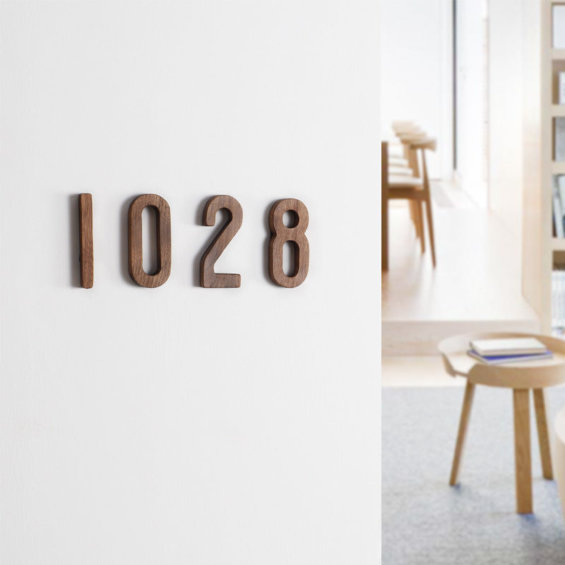 Black Walnut Numbers Nordic Style Log Numbers And Letters Solid Wood House Number Ins Wall Decoration