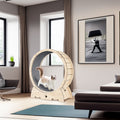 Cat Exercise Wheel for Indoor Cats, Cat Running Wheel with Carpeted Runway 37" Natural Wood Color - Natural Wood+Wood