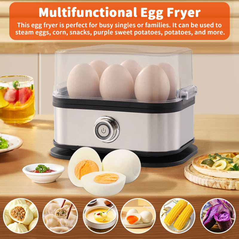 200W Power Eggs Boiler Space Saving Auto Shut-Off Smart Egg Cooker 6 Eggs Capacity Stainless Steel Rapid Egg Cooker