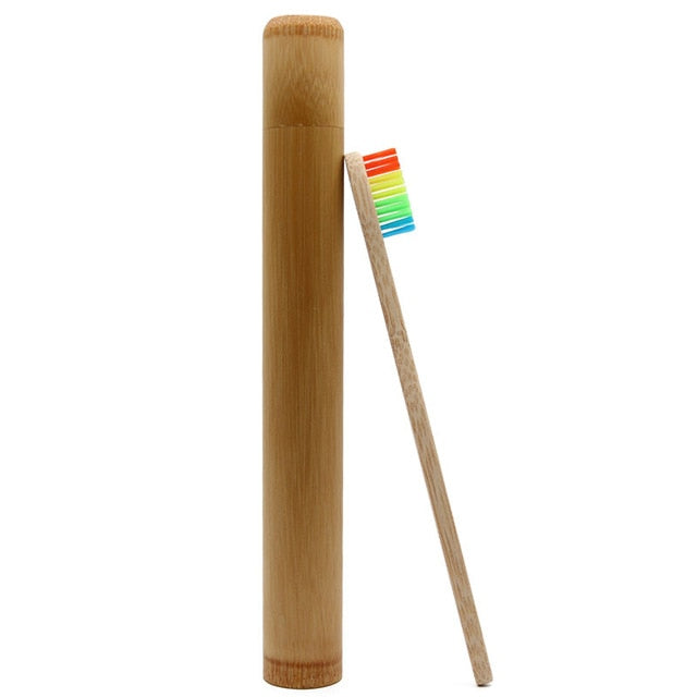 Genkent 1 PCS Bamboo Toothbrush Novelty Wooden Teeth Brush soft-bristle Bamboo Fibre Wooden Handle Bamboo Tube Charcoal Set