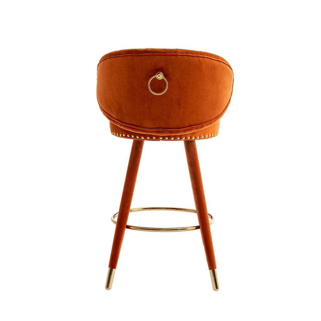 COOLMORE Counter Height Bar Stools Set of 2 for Kitchen Counter Solid Wood Legs with a fixed height of 360 degrees