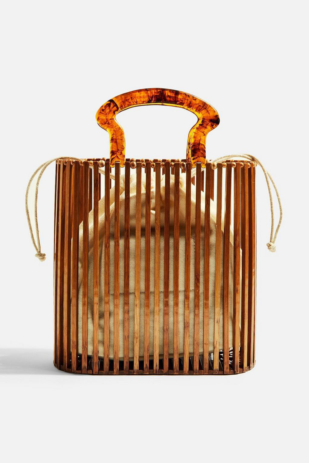 Ins Woven Women's Bag Fashion Beach Straw Bag Simple Acrylic Handbag Bamboo Bag - Woven Bag