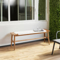 Design Natural Oak Wood Dining Bench Bed Bench for Dining Room, Bedroom, Bathroom (White) - White