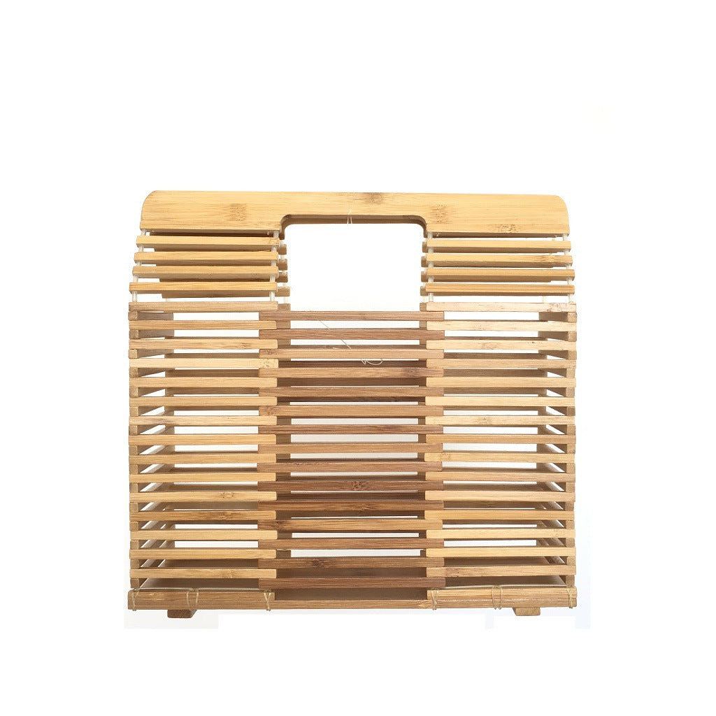 Square Bamboo Bag Ins Wind Hollow Bamboo Handbag Summer Beach Bag Women's Retro Bamboo Bag - As shown