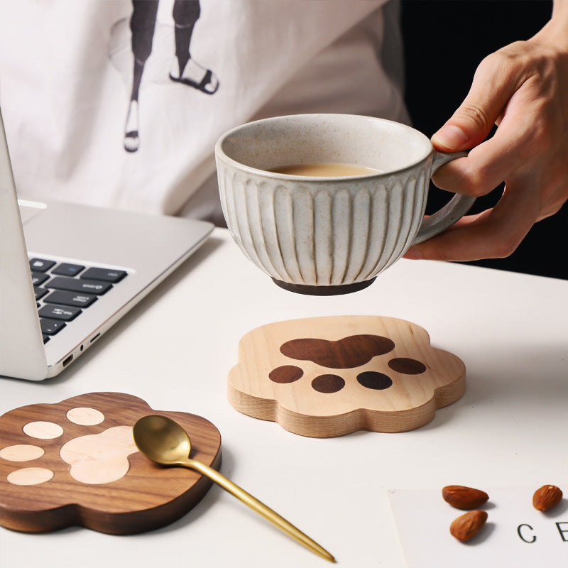Black Walnut Cat Claw Coaster Creative Cute Solid Wood Insulation Pad Wooden Teapot Mug Pad - Maple Cat's Paw Coaster