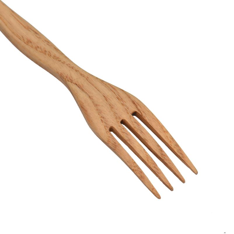 Natural Wood Spoon Fork Spork Dual Creative Unpainted Dining