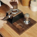 58mm Wood Coffee Distributor and Espresso Tamper Holder Coffee Machine Accessories Protafilter Stand with Non-Slip Base Tools - as shown