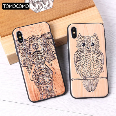 3D Relief Elephone Mermaid Tattoo imitative Wood Phone For iPhone 6 6S 6Plus 7 7Plus 8 8Plus X XS Max Case Cover Capas Fundas