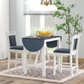 TOPMAX 3-Piece Wood Counter Height Drop Leaf Dining Table Set with 2 Upholstered Dining Chairs for Small Place White+Gray - SP000259AAE