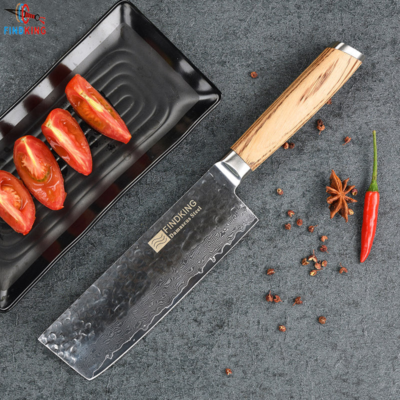 Exquisite Hammer Pattern Craft 6.5 Inch Small Kitchen Knife Zebra Wood Handle Damascus Slice Knife Sharp Chef's Knife - Kitchen Knife
