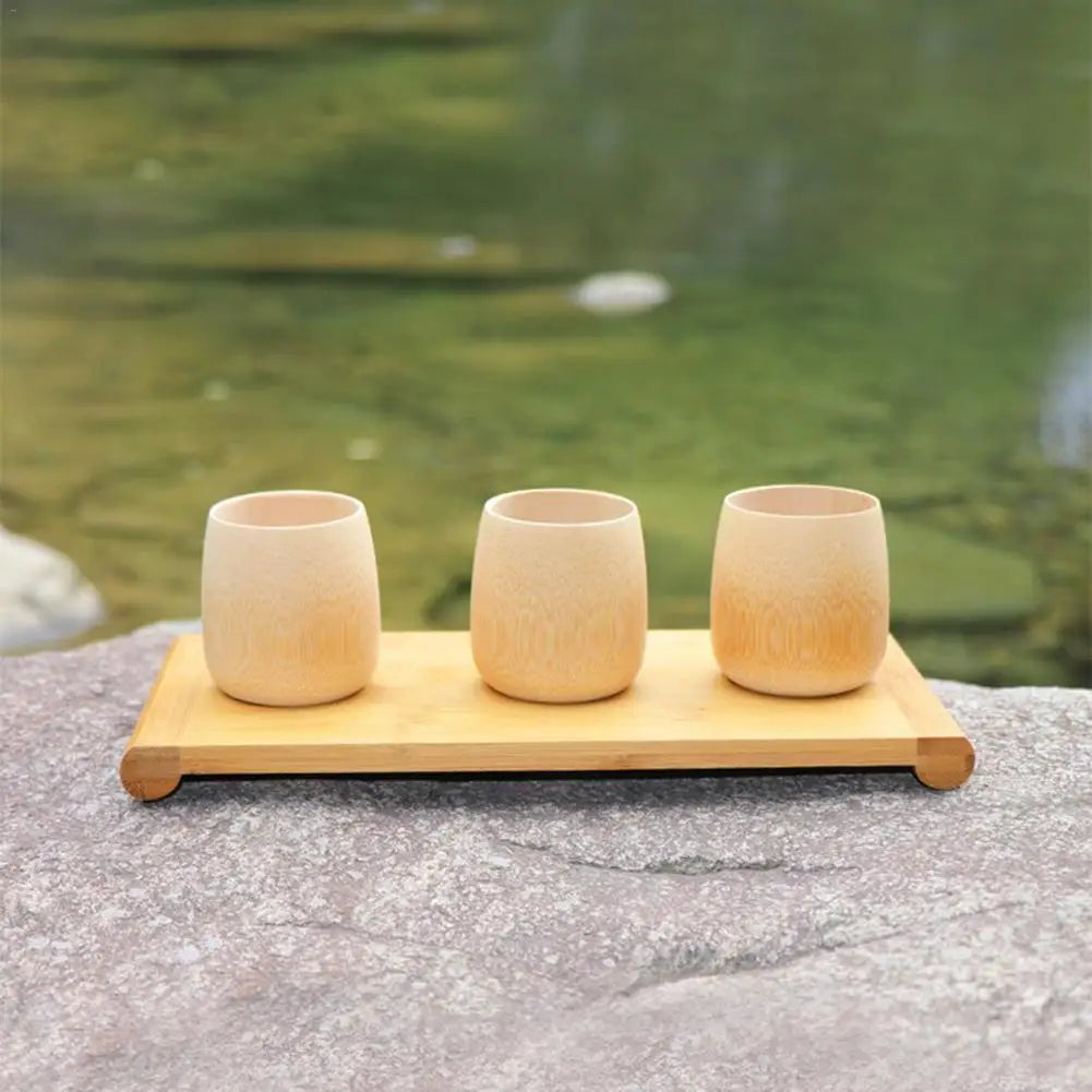 Green Natural Pure Hand Made Bamboo Cup Water Cup Bamboo Round Tea Cup Home House Supplies