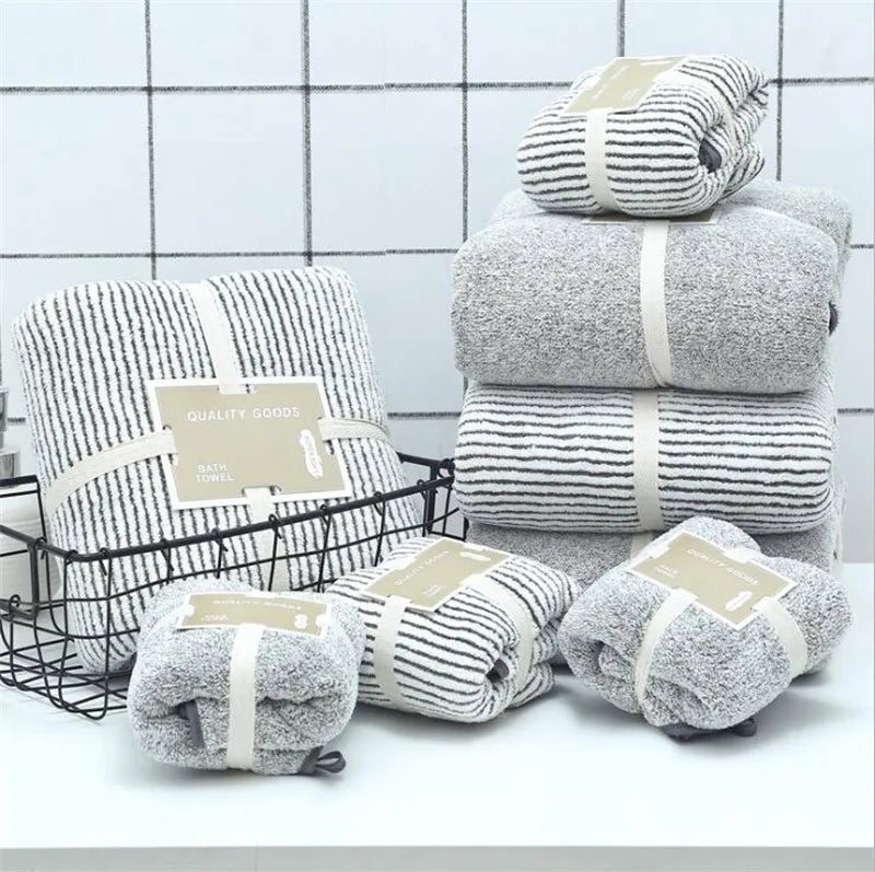 Bamboo Charcoal Coral Velvet Bath Towel For Adult Soft Absorbent Bamboo Carbon Fiber Household Bathroom Towel Sets - Grey