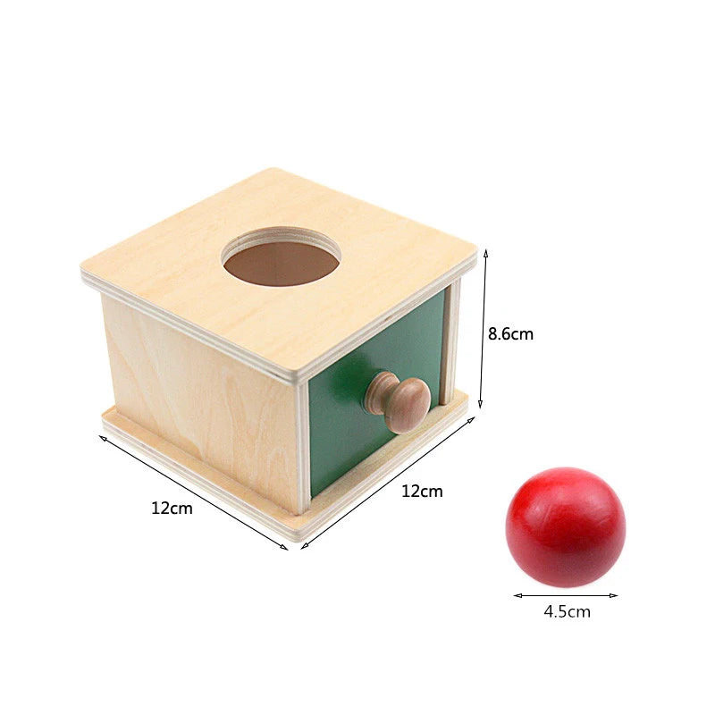 Toddler Wood Montessori Match Permanent Ball Box Round Rectangular Box Coin Box Toys