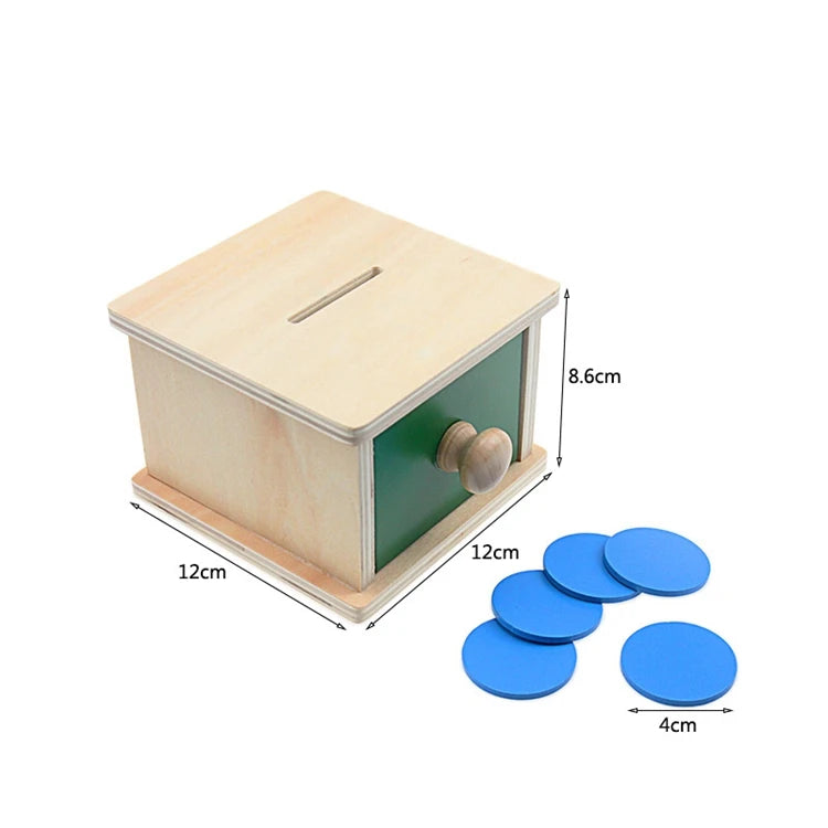 Toddler Wood Montessori Match Permanent Ball Box Round Rectangular Box Coin Box Toys