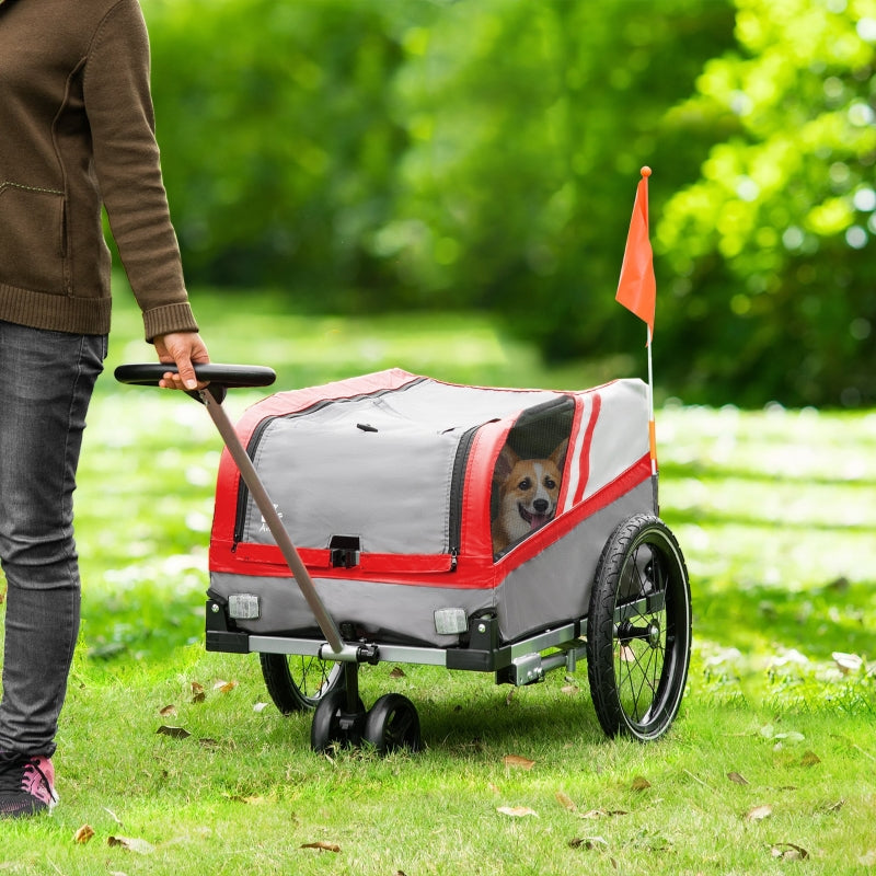 Pet Bike Trailer 2-in-1 Travel Stroller - Orange