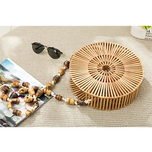 Round Summer Handmade Bamboo Bags Bohemian Straw Bag Hollow Rattan Woven Beach Bag Women Handbag Vintage Bali Lady Tote