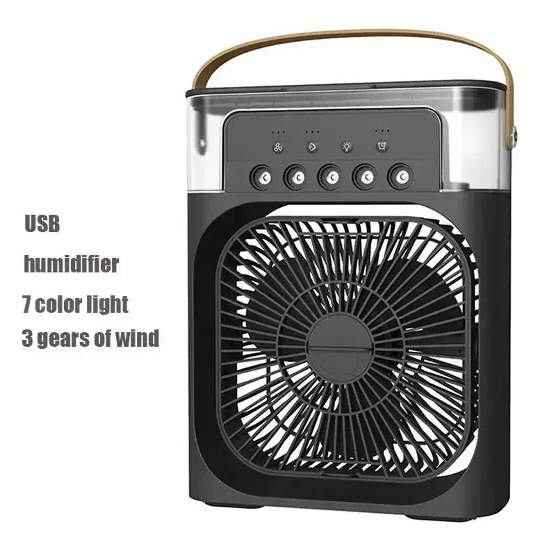 New 3 in 1 Fan Air Conditioner Household Mini Air Cooler LED Night Light Portable Humidifier Air Adjustment Fan Office Home Fan - White