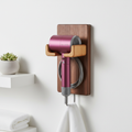 Wall Mount Hair Dryer Holder for Dyson Supersonic Hair Dryer Walnut Beech Wood Hair Dryer Bracket - Bulkhead+plug holder