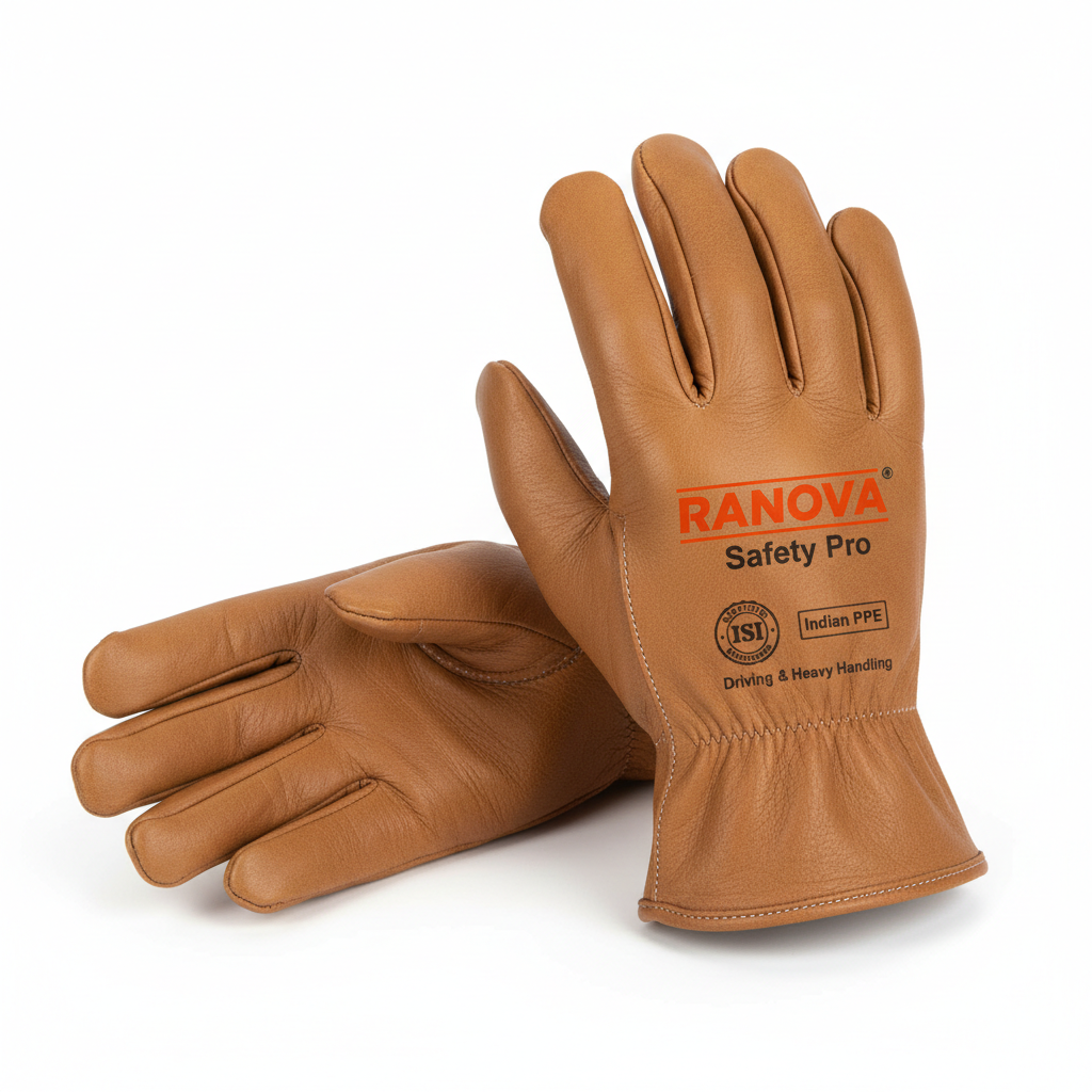 Karam HS51 Full Grain Leather Driver Safety Gloves â€“ ISI