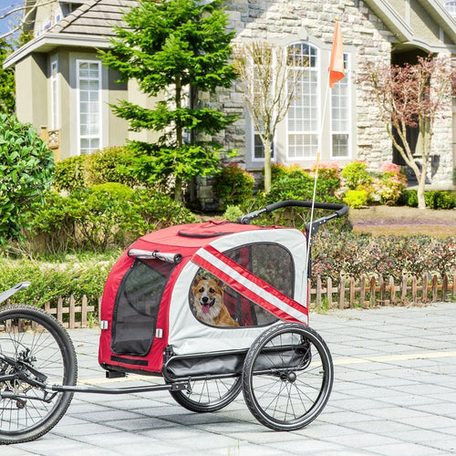 2-In-1 Pet Bike Trailer Stroller - Red